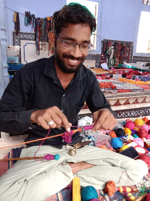 Rugged Blues Tassel Keychain