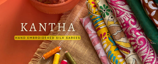 Kantha silk sarees by Taana Bana