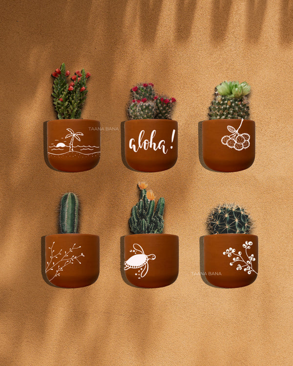Beach Me Good - Terracotta handpainted wall planters set