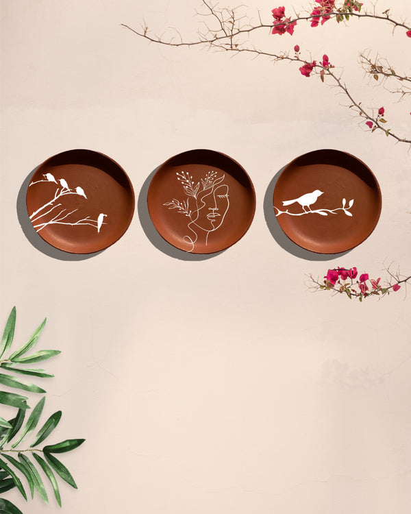 Wandering Soul -Terracotta decorative wall plates set of 3