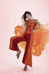 Orange Red Strap Top & Palazzo Pant Set