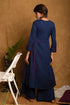 Denim Blue Cotton A-line Kurta Palazzo Set