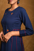 Denim Blue Cotton A-line Kurta Palazzo Set