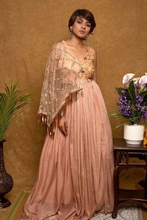 Half Jacket Attached Crop Top & Skirt Set