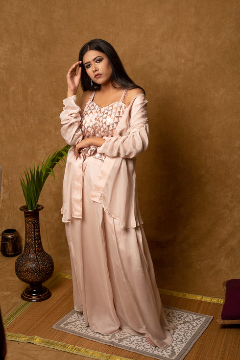 Noodle Strap Blush Pink 4-Piece Co-Ord Set