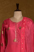 Pink Banarasi Polka Dot Pure Silk Semi Stitch Suit Set