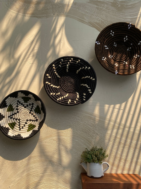 Midnight dream - Handwoven Sabai grass wall baskets set