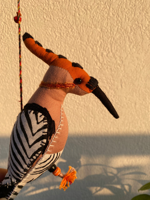 Tangerine Hoopoe - Stuffed bird decor hanging