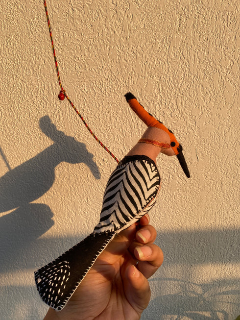 Tangerine Hoopoe - Stuffed bird decor hanging