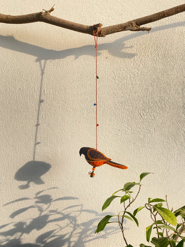 Sienna smokey sparrow- Stuffed bird decor hanging