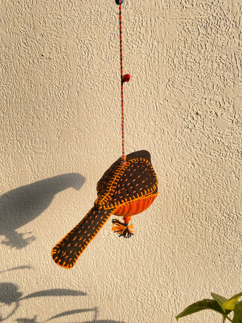 Sienna smokey sparrow- Stuffed bird decor hanging