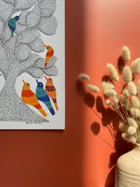 Bird Tree Gond Wall Painting