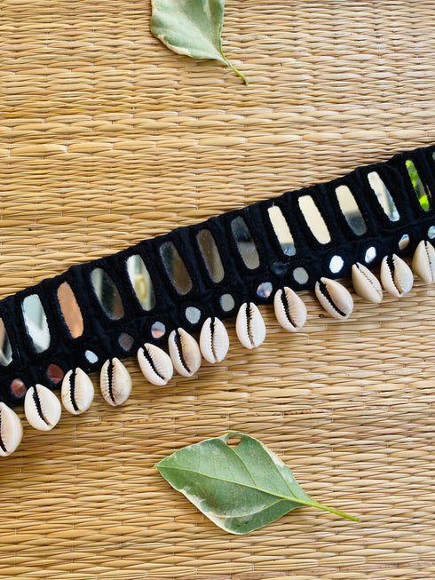 Black Double Layer Mirror Waist Belt