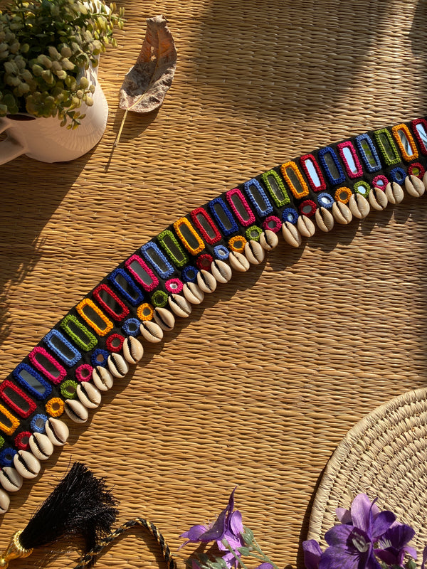 Black Double Layer Multi Mirror Waist Belt