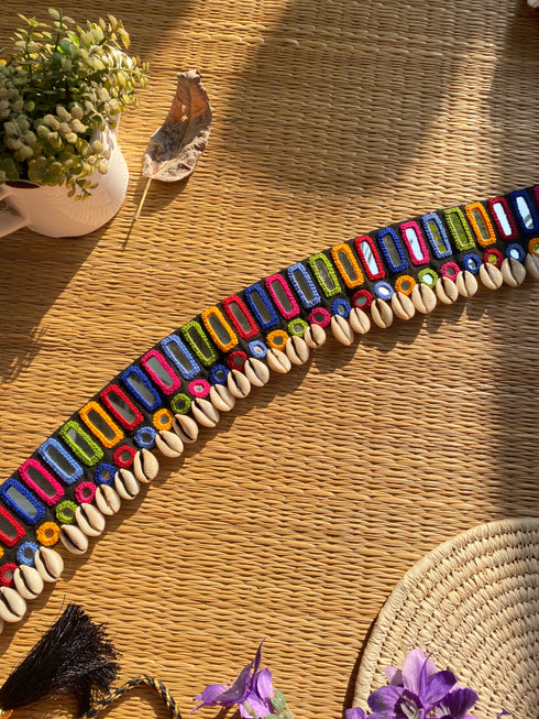 Black Double Layer Multi Mirror Waist Belt