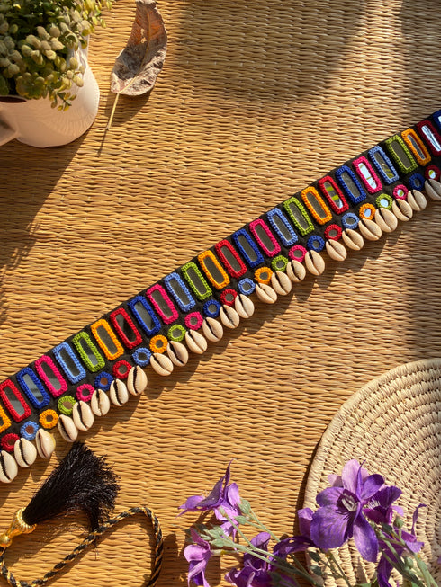 Black Double Layer Multi Mirror Waist Belt