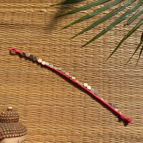 Pink Silver Sippi latkna Patwa Anklet