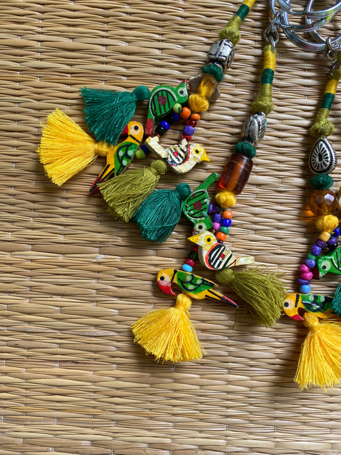 Bird Yellow Boho Tassel Keychain
