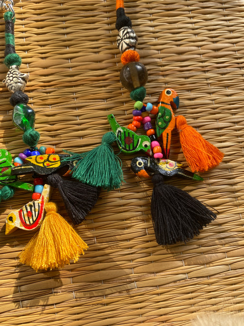 Bird Black Boho Tassel Keychain