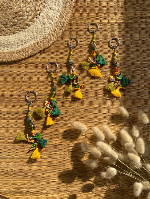 Bird Yellow Boho Tassel Keychain