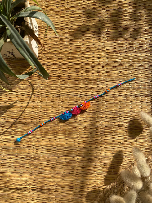 Blue Multi Tassels Patwa Anklet- 1pc