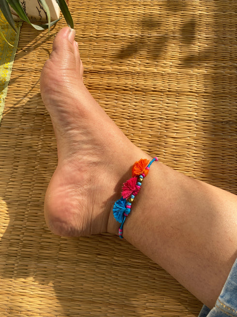 Blue Multi Tassels Patwa Anklet- 1pc