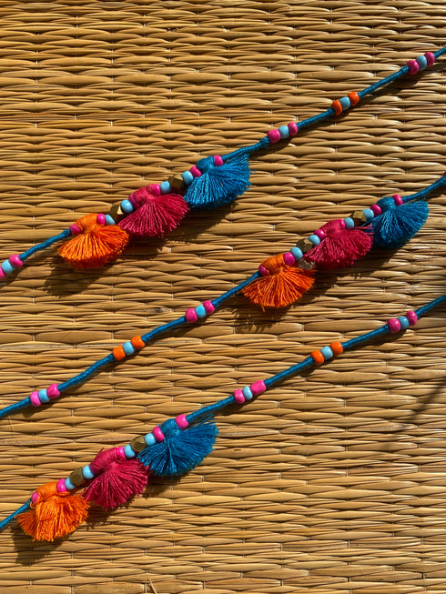 Blue Multi Tassels Patwa Anklet- 1pc