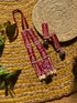 Mehroon Bird Warli Fabric Necklace