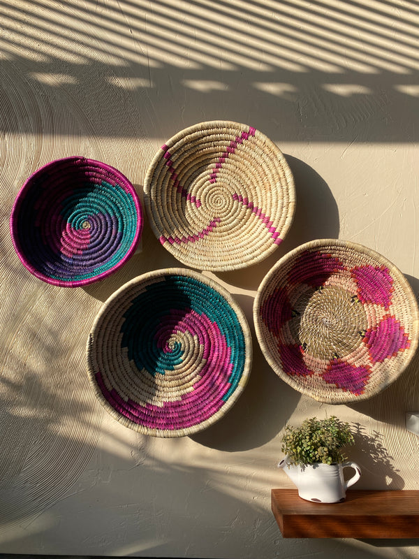 Traditional Unicorn - Handwoven Sabai Grass wall baskets set of 4