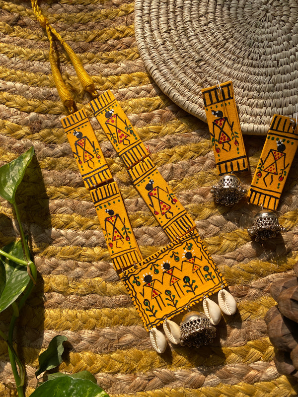 Yellow People Warli Fabric Necklace