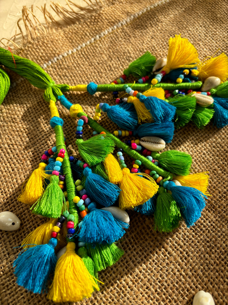 Nimbu Nectar Tassel Parandi- Green – Taana Bana | The Boho Ethnic ...
