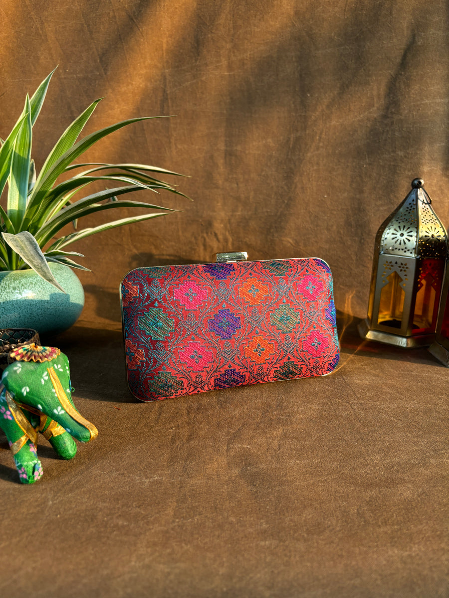 Multi Banarasi Party Purse with Sling/ Box Clutch – Taana Bana | The ...