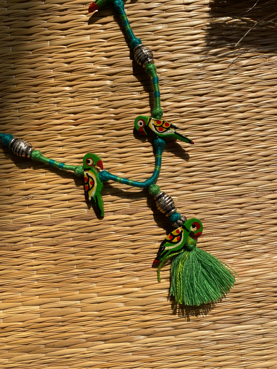 Parrot Patwa Sleek Thread Necklace – Taana Bana | The Boho Ethnic ...